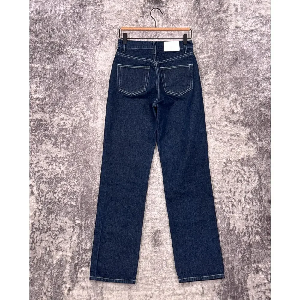 EB Denim High Rise Straight Jeans 25 Womens Midnight Dark Wash